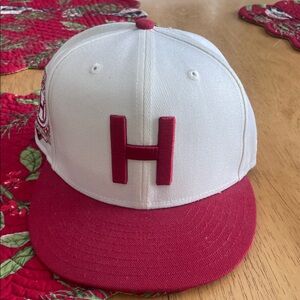 White and Red Baseball Cap with H Logo